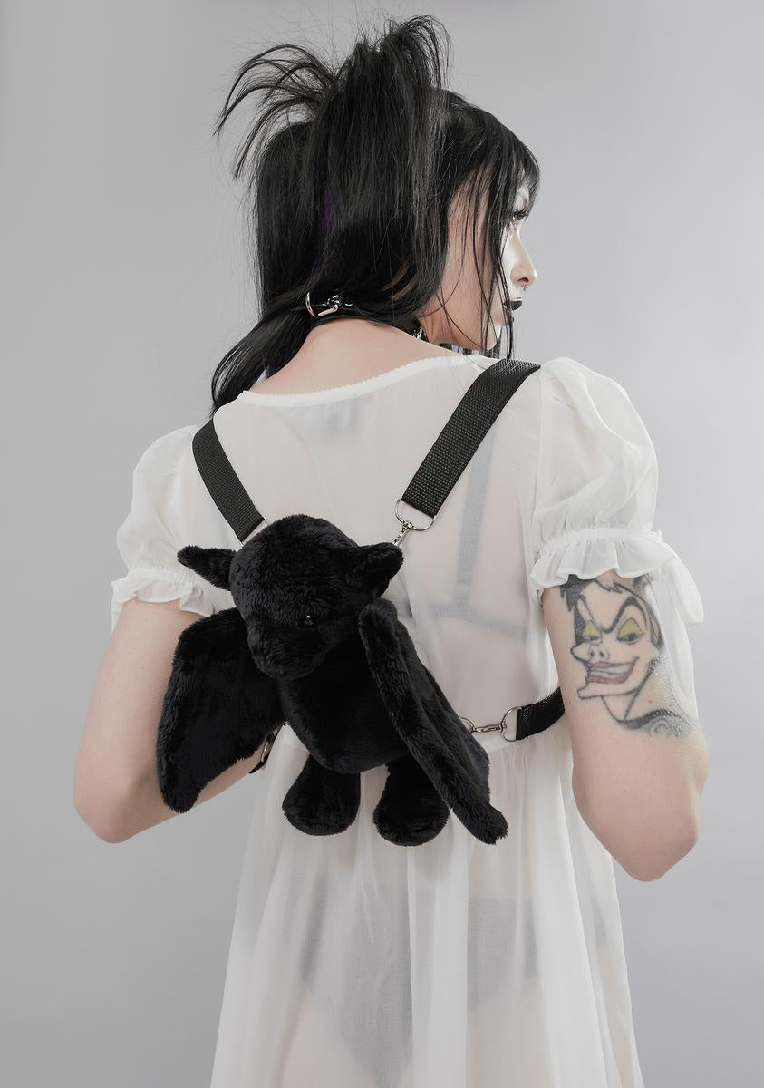 Widow Bat Plushie Backpack - Black