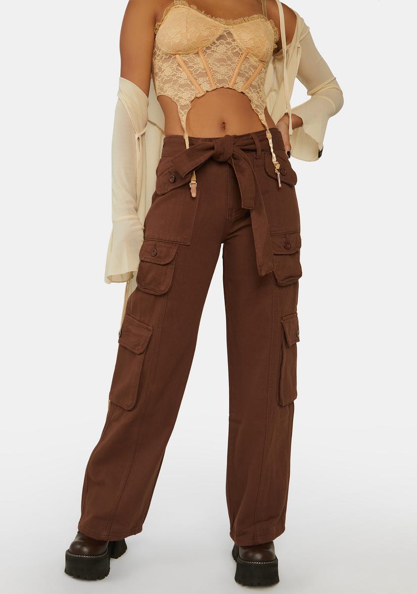 Zemeta High Waist Cargo Pants - Brown – Dolls Kill