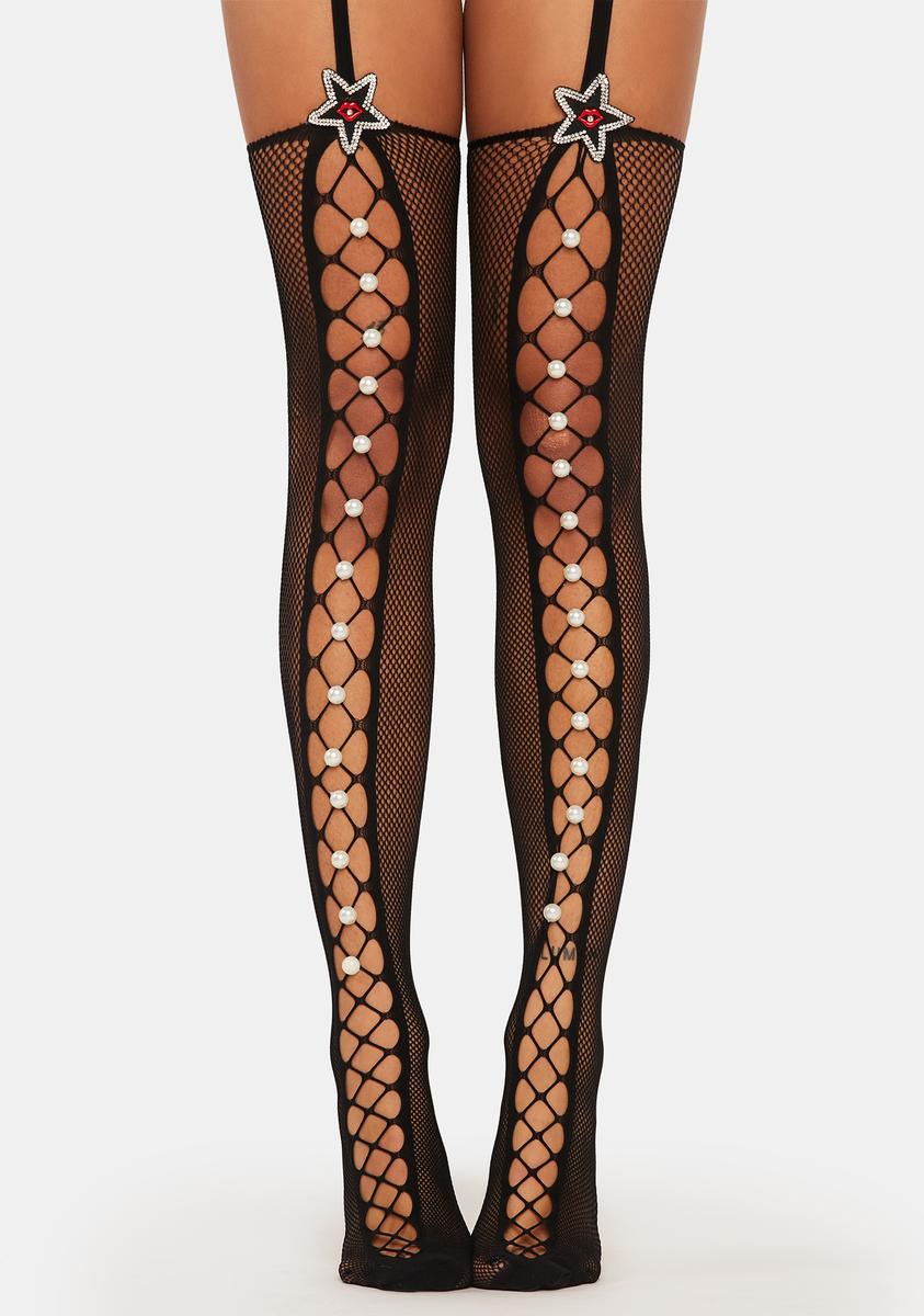Fishnet Garters BLACK LACE FAUX GARTER BELT FISHNET PANTYHOSE Fishnet Garters BLACK LACE FAUX GARTER BELT FISHNET PANTYHOSE