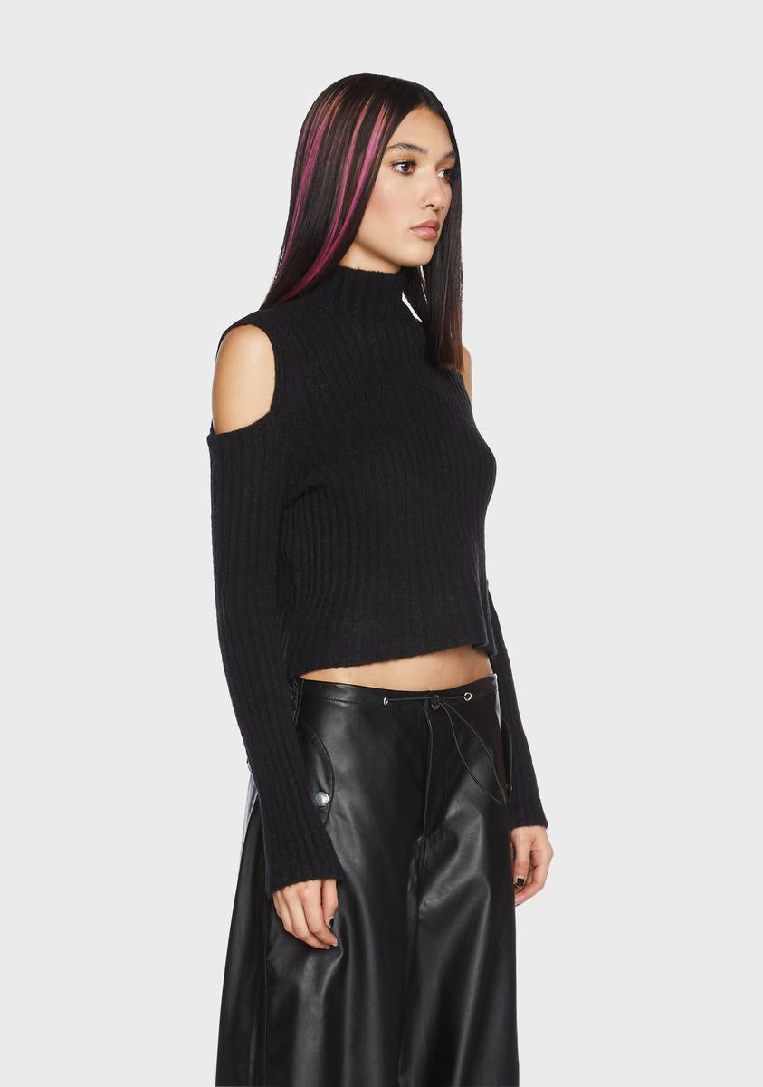 cold shoulder black turtleneck