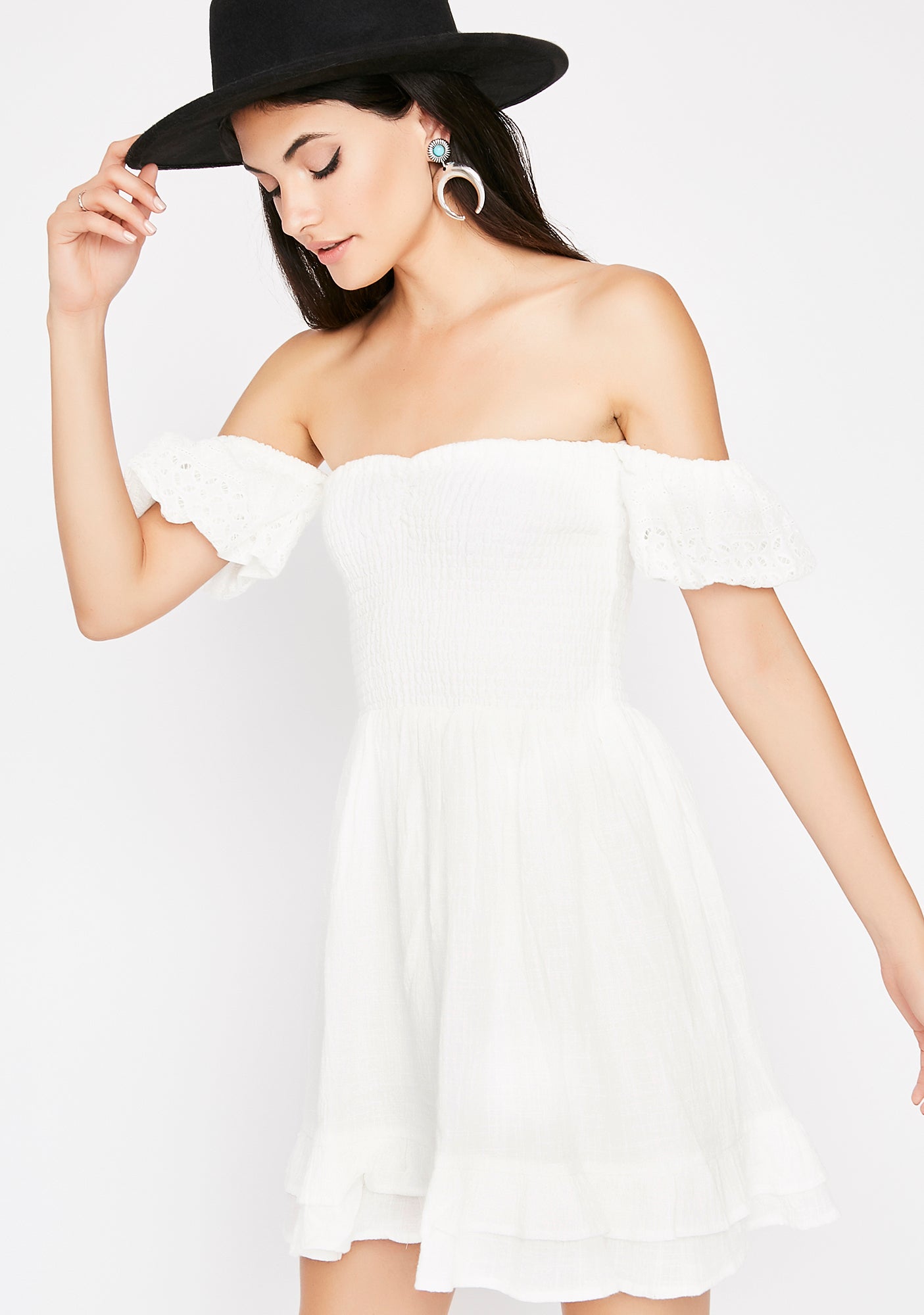 Smocked Off Shoulder Dress – Dolls Kill