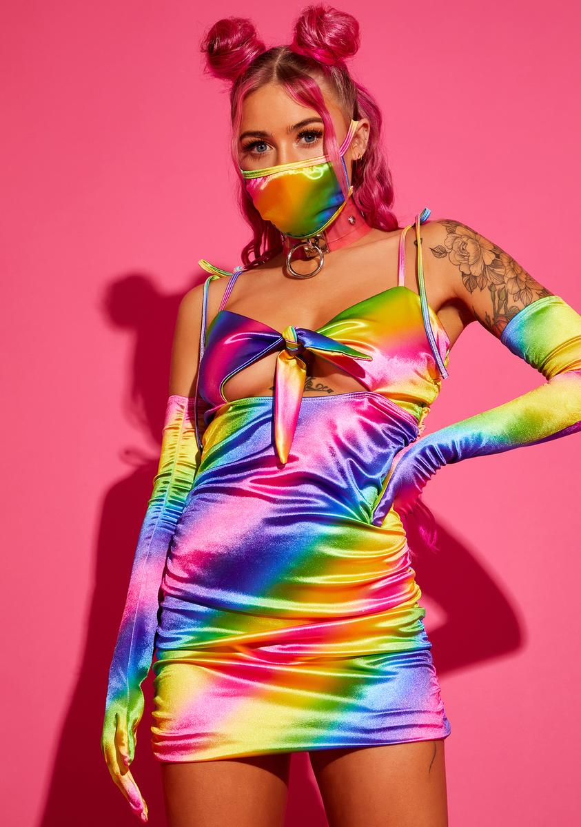 rainbow bodycon dress HERVE LEGER 00s Rainbow Bodycon Dress Garment Modern + Vintage