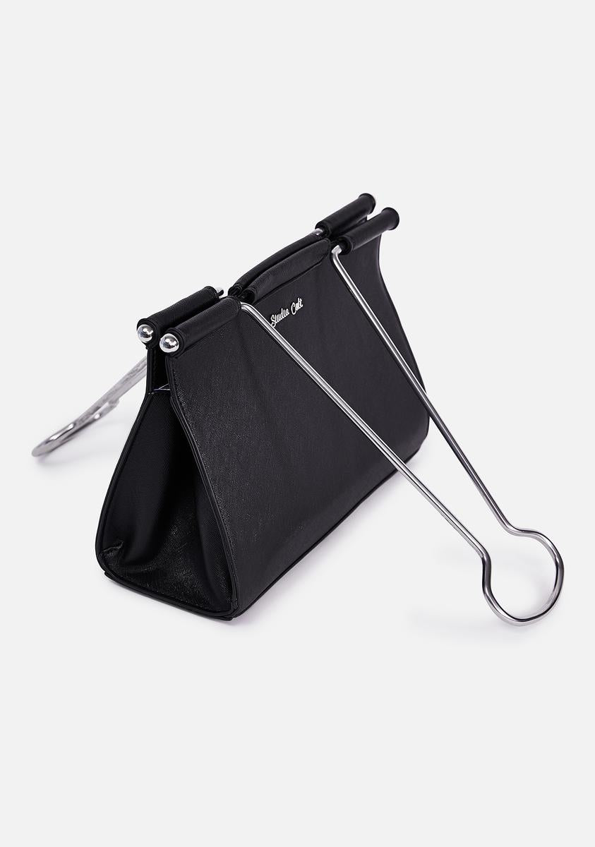STUDIOCULT Vegan Leather Binder Clip Bag Novelty Purse - Retro