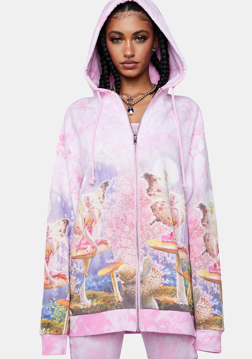Dolls Kill X The Mountain Fairy Tie Dye Graphic Zip Up