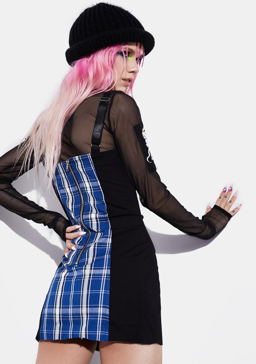Current Mood Plaid Paneled Corset Dress - Blue Black Dolls Kill Current Mood Plaid Paneled Corset Dress - Blue Black Dolls Kill