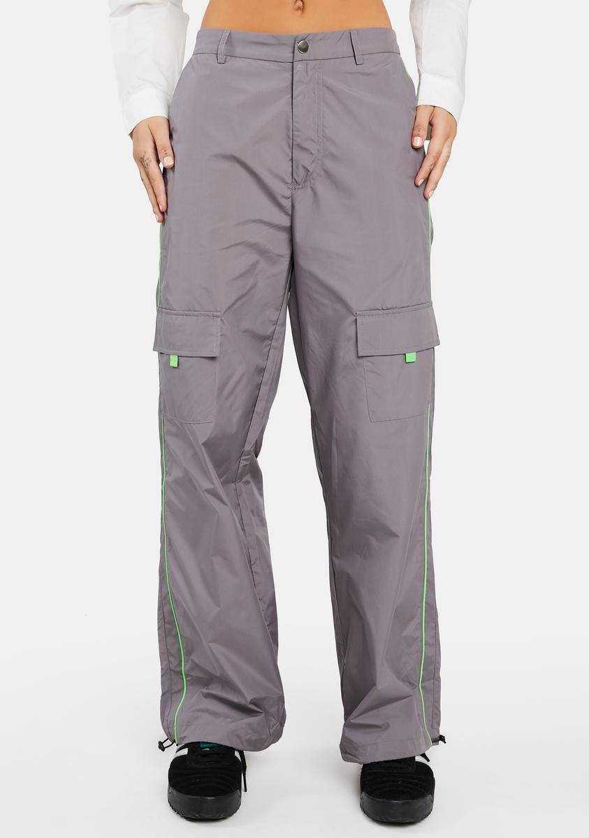 Bailey Rose Low Waist Cargo Pants With Neon Trim - Gray – Dolls Kill