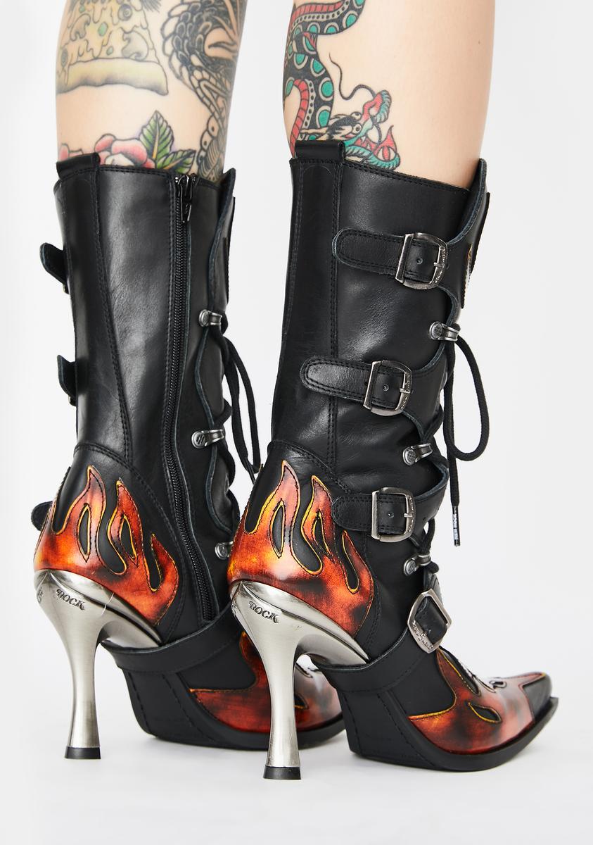 New Rock Flame Heeled Boots – Dolls Kill