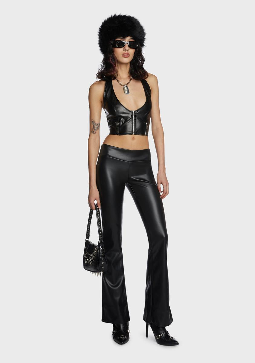 Vegan Leather Low Rise Lace Up Pants Black Dolls Kill