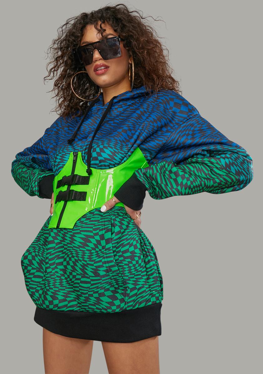 Poster Grl Checkered Trippy Oversized Hoodie - Rainbow Dolls Kill Poster Grl Checkered Trippy Oversized Hoodie - Rainbow Dolls Kill