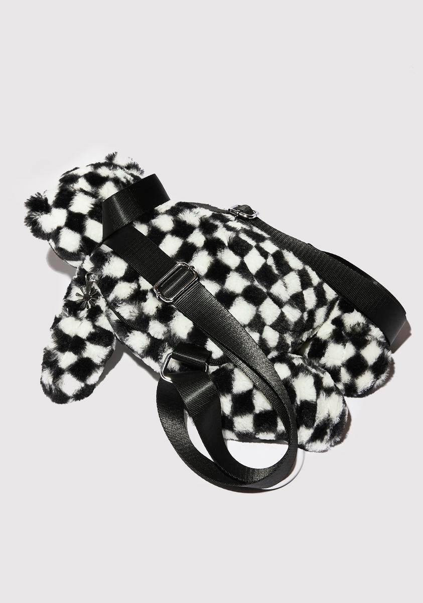 Delia’s Teddy Bear Backpack - Checkered Black White – Dolls Kill