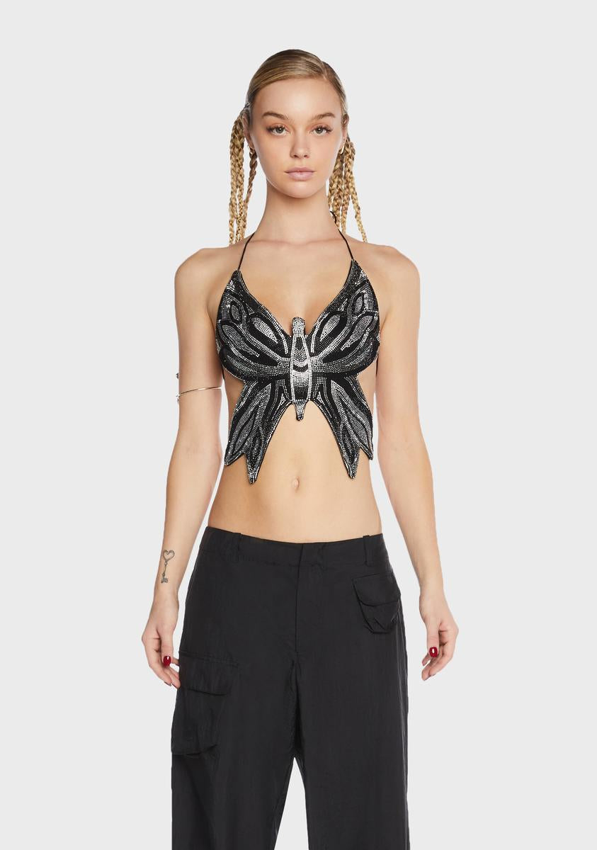 Black Butterfly Halter Top Kiki Riki,All Products : American Fashion Style Bags On Sale