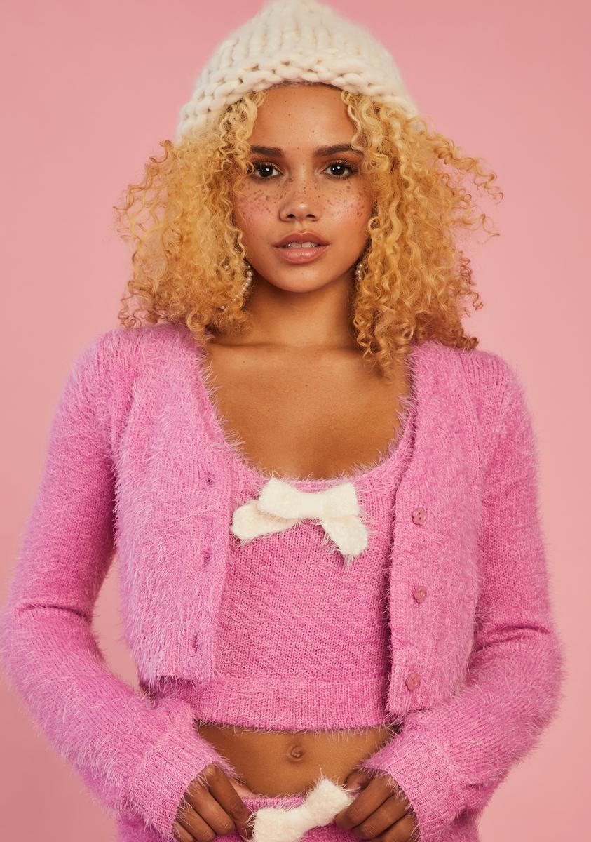 Sugar Thrillz Fuzzy Cropped Cardigan Set - Pink – Dolls Kill