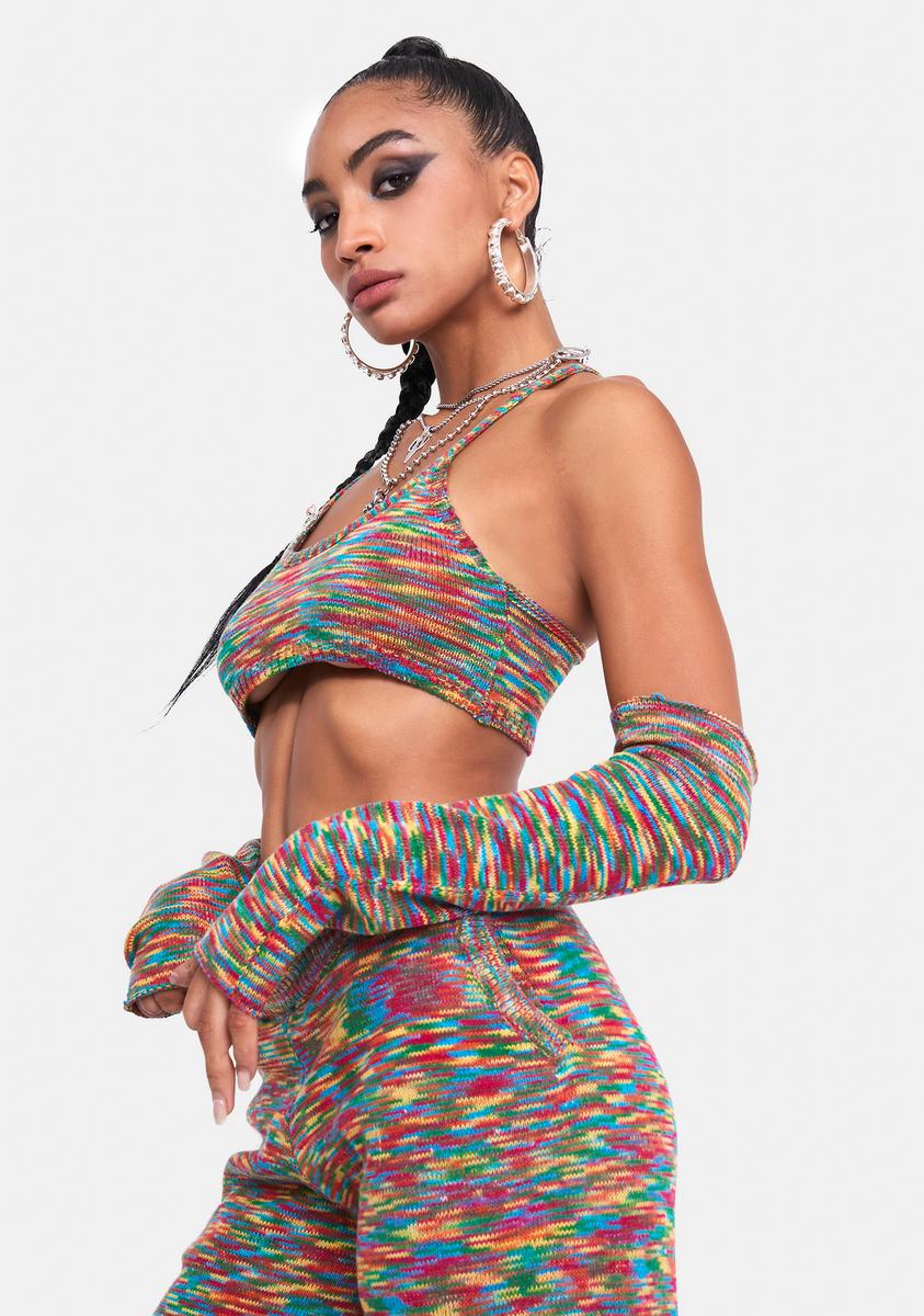 Jaded London Spacedye Knit Crop Top With Matching Sleeves