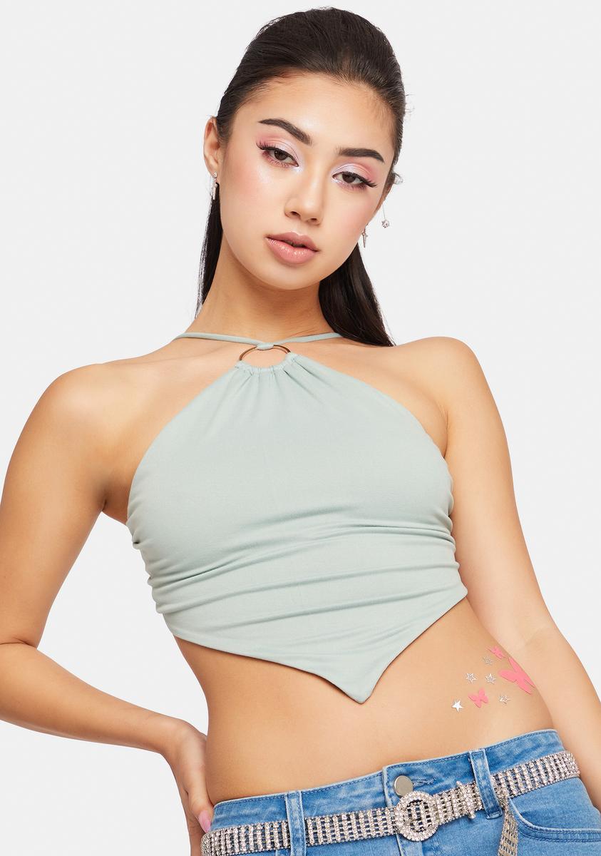 Sage Look My Way Halter Scarf Top,Specials : American Fashion Style Bags On Sale