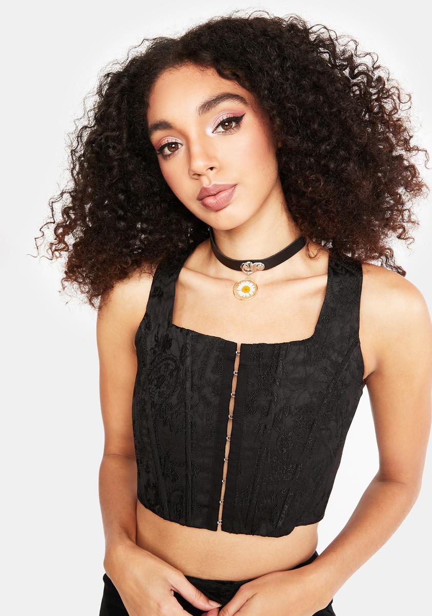 Black Brocade Corset Top Glamorous,All Products : American Fashion Style Bags On Sale