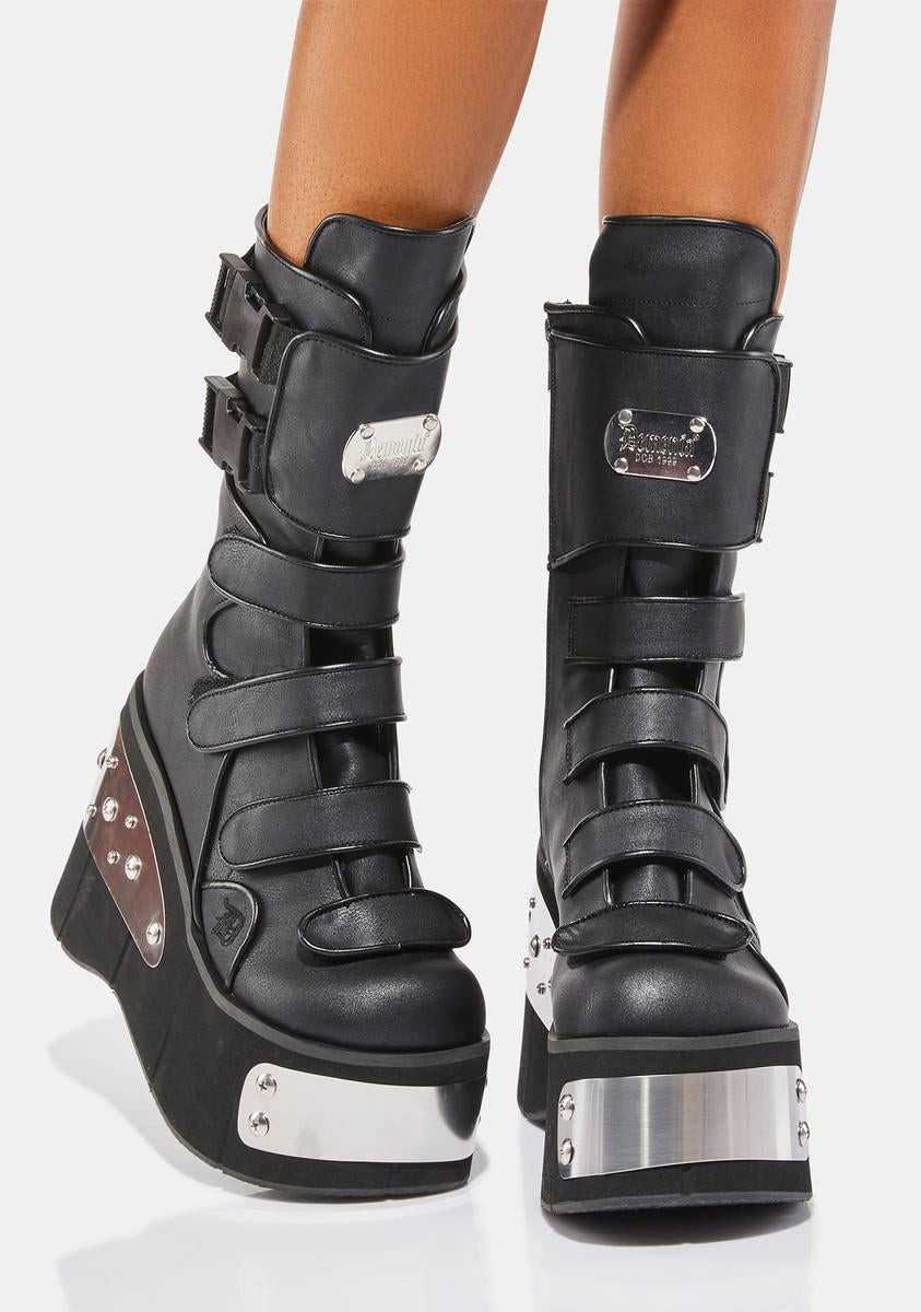 Demonia Kera-108 Boots - Black Vegan Leather – Dolls Kill