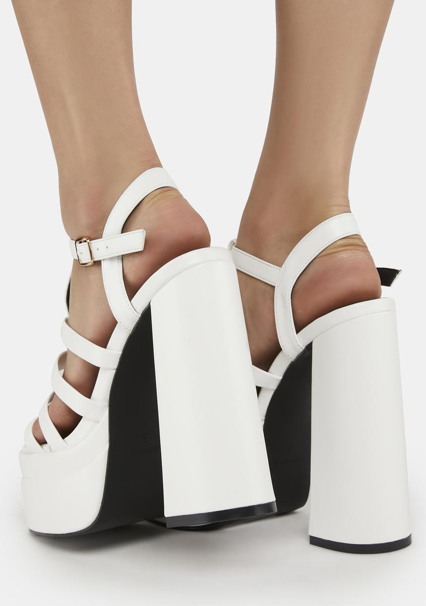 White strappy platform heels hotsell