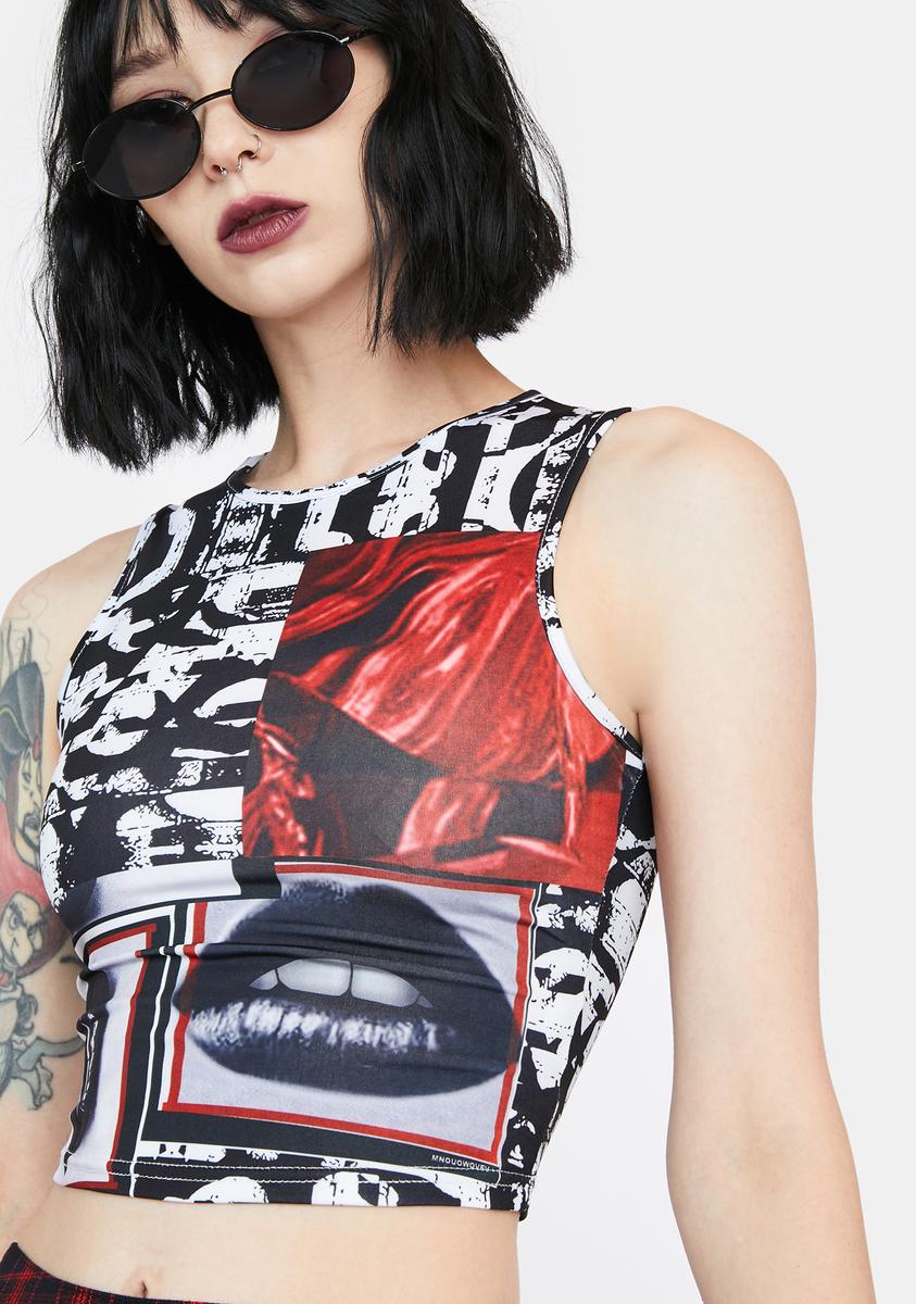 Smack Talk Patchwork Crop Top,Specials : American Fashion Style Bags On Sale