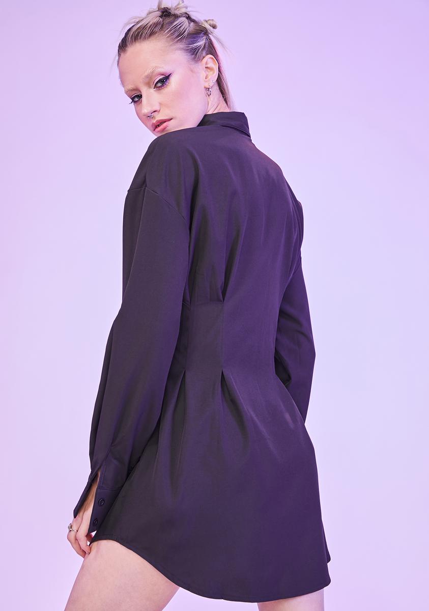 Noir Waiting For Tonight Long Sleeve Shirt Dress