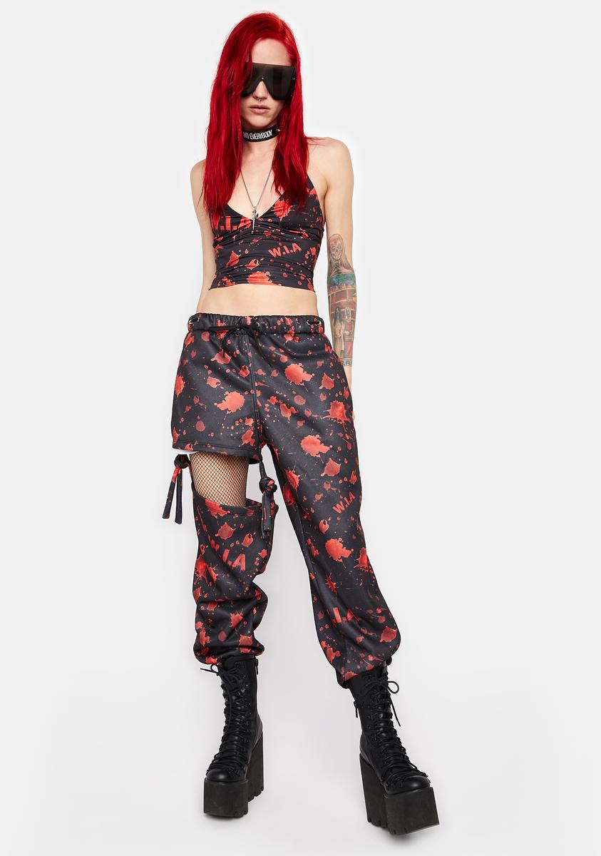 W.I.A Blood Print Sweatpants - Black/Red – Dolls Kill