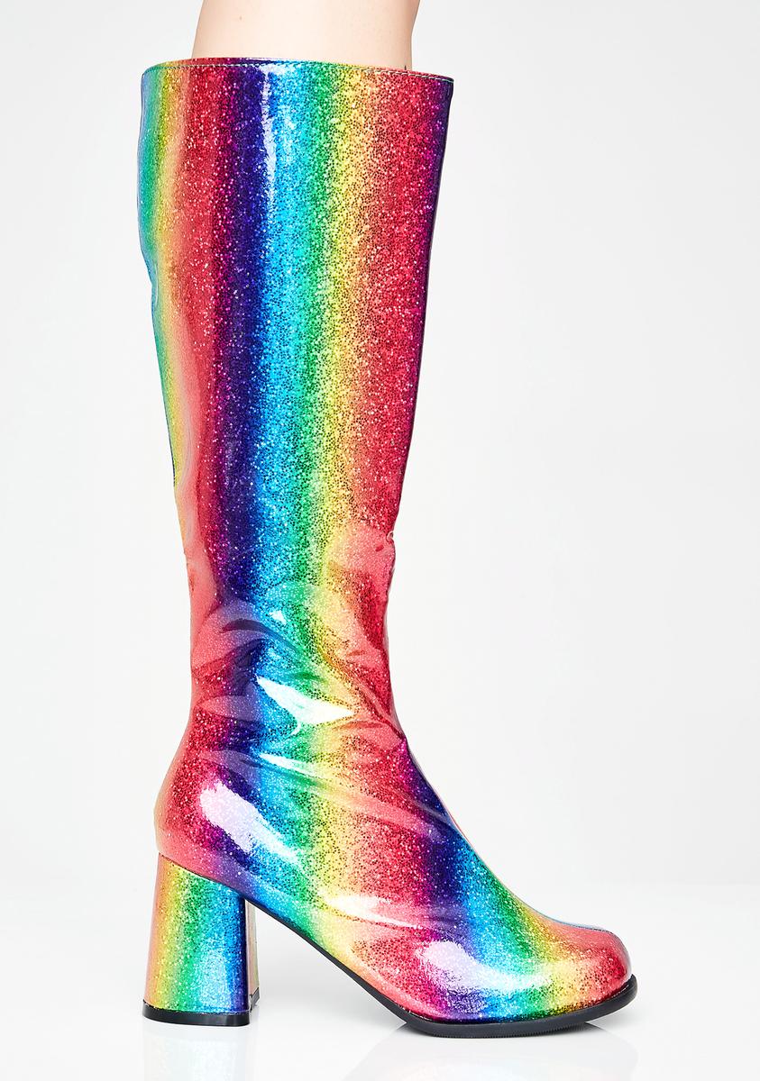 Rainbow Glitter Gogo Boots Dolls Kill