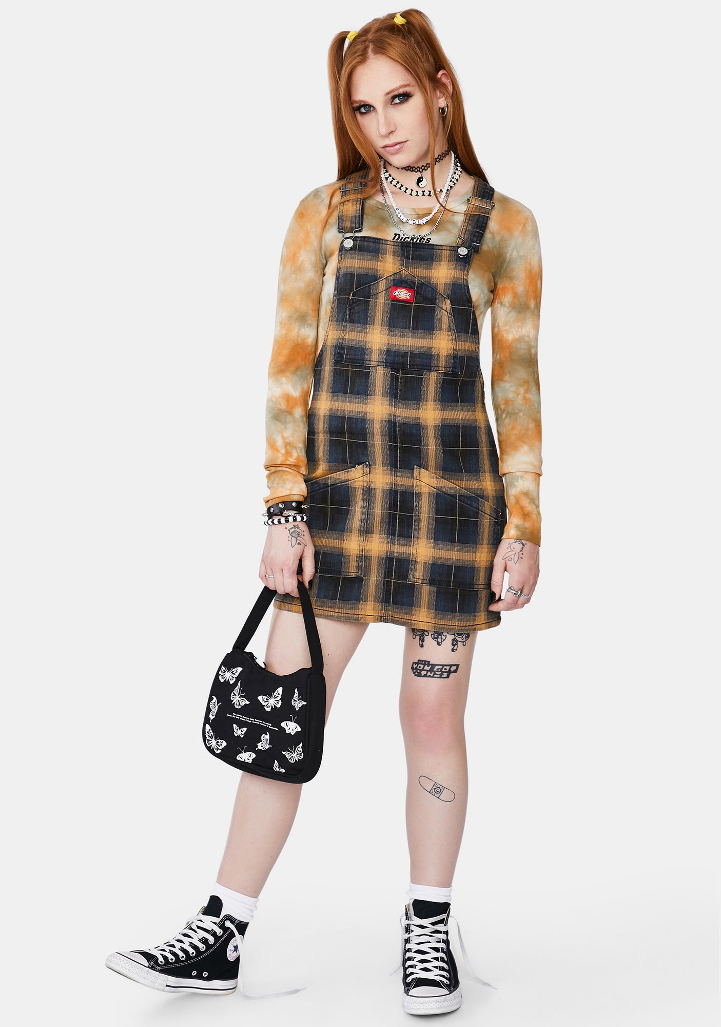 plaid overall mini dress Brown Plaid Overall Mini Dress – Dolls Kill