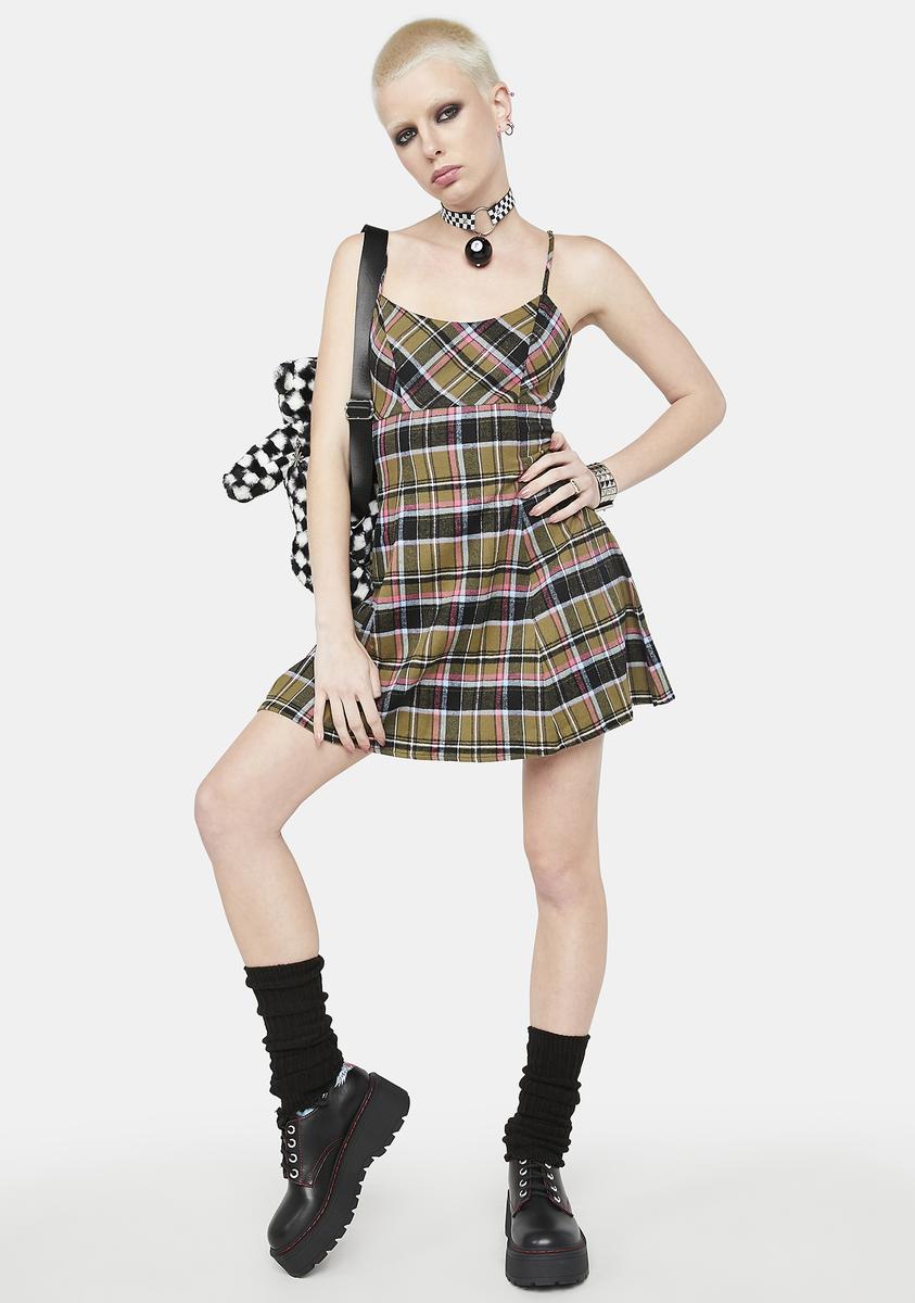 Delia's Plaid Cami Strap Pleated Mini Dress