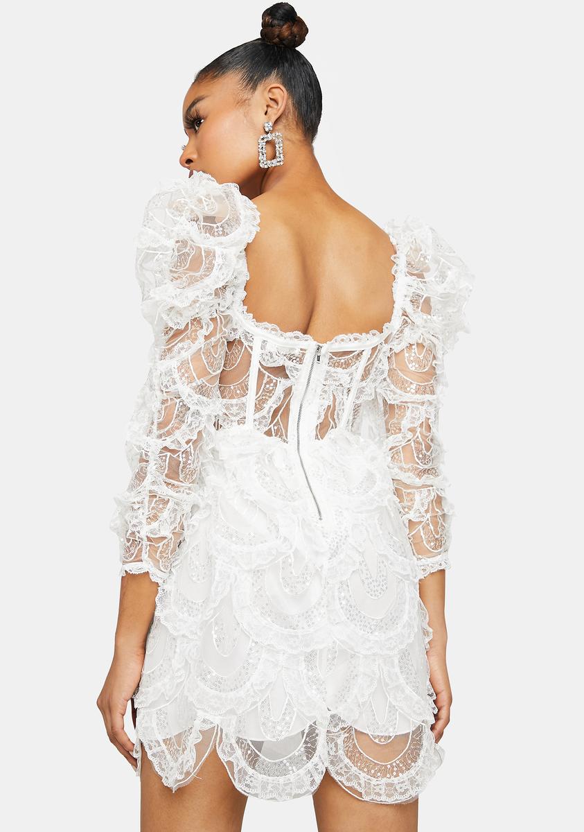 For Love & Lemons Organza Sequin Embroidered Mini Dress