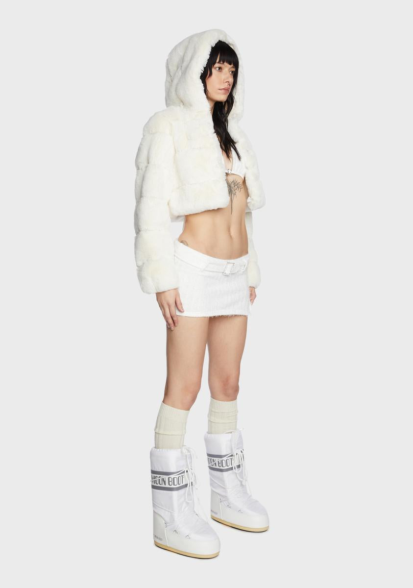 Kira Faux Python Crop Jacket, Off-White