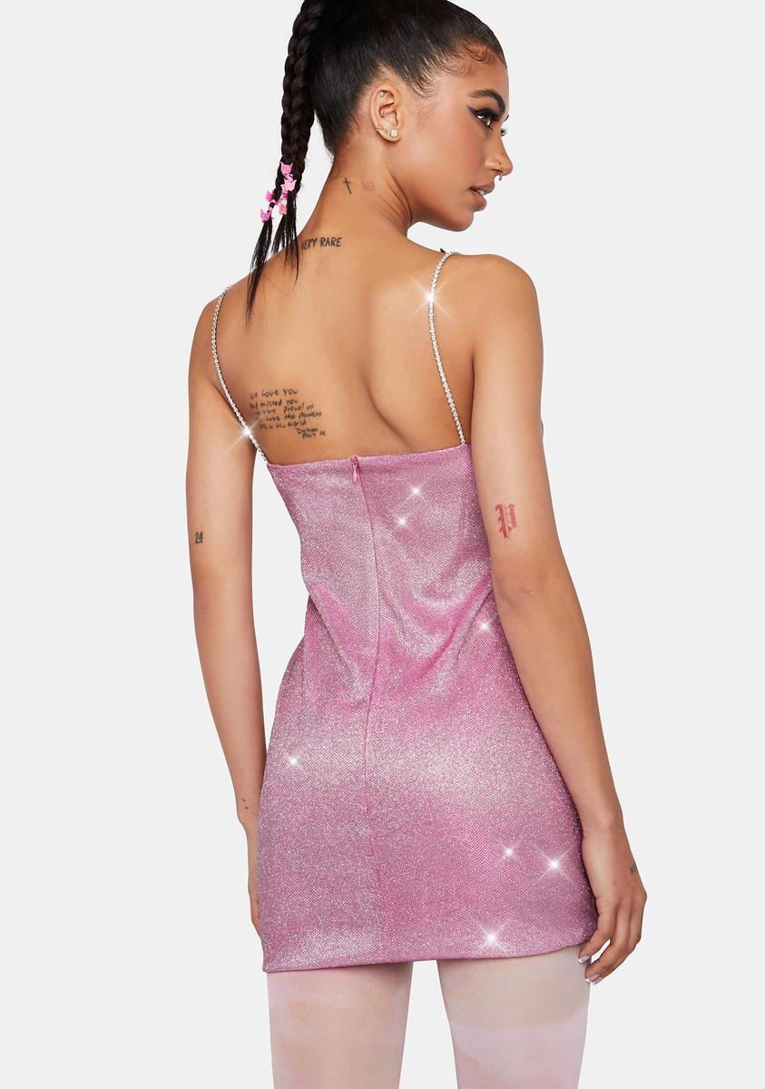 Daisy Street Glitter Butterfly Rhinestone Mini Dress - Pink  Dolls Kill