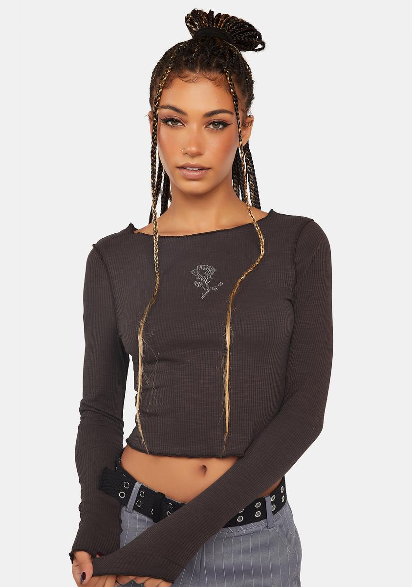 Rose Embroidered Crop Top Pretty Garbage,New Products : American Fashion Style Bags On Sale Rose Embroidered Crop Top Pretty Garbage,New Products : American Fashion Style Bags On Sale