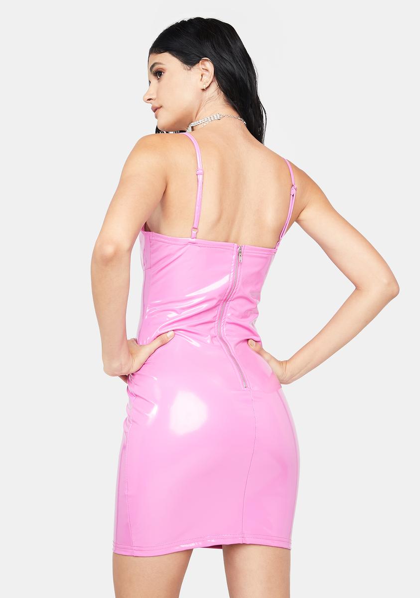 vinyl pink dress pink vinyl mini dress