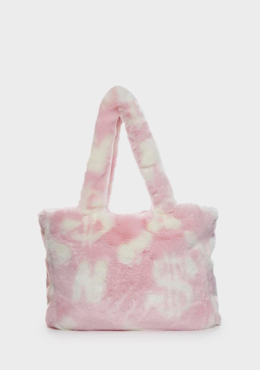 Pink Dick Dollar Faux Fur Tote Bag Namilia,New Products : American Fashion Style Bags On Sale