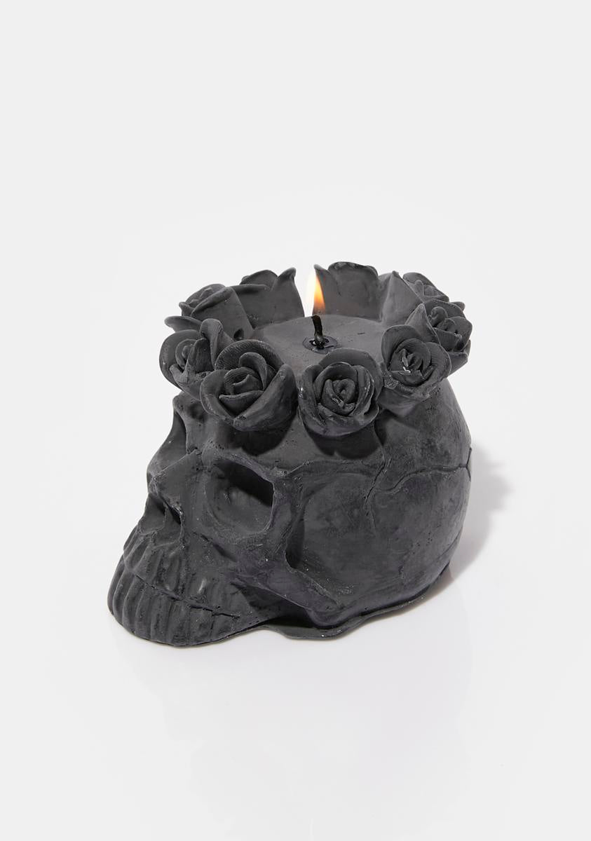 Decor Ate Me Studios Black Azucar Skull Candle – Dolls Kill