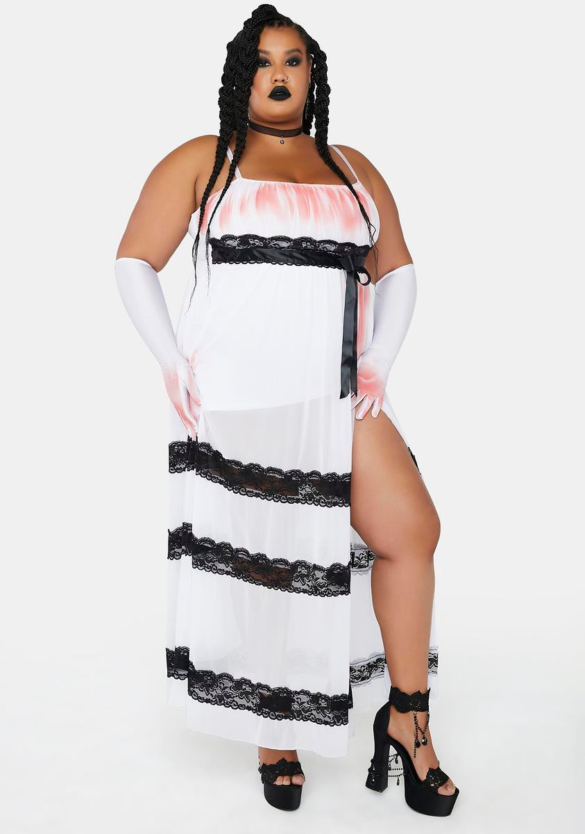 Plus Size Trickz N' Treatz Man Eater Blood Dress Costume - White Dolls Kill Plus Size Trickz N' Treatz Man Eater Blood Dress Costume - White Dolls Kill