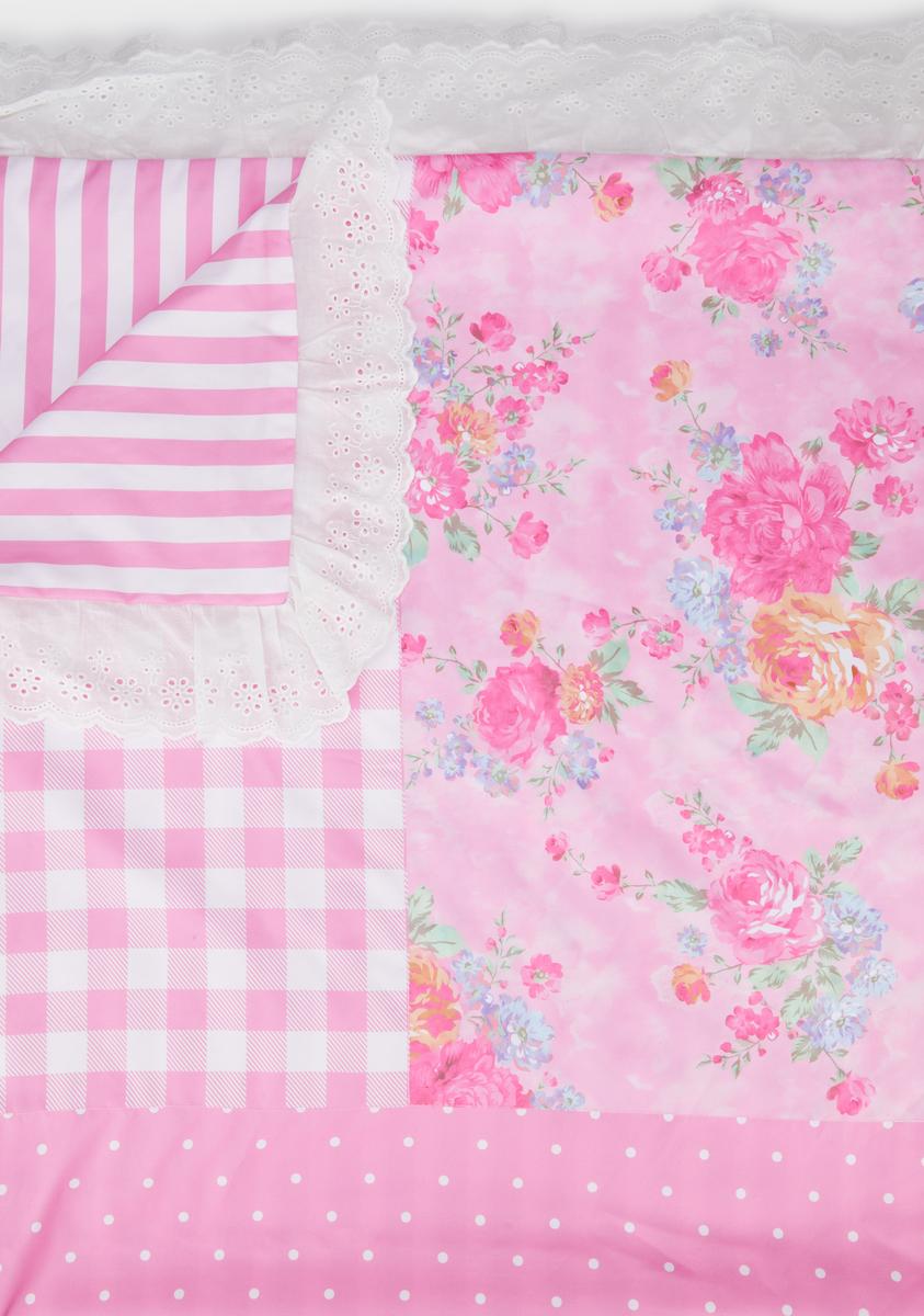 Dolls Home Gingham Mushroom Patchwork Duvet Set Pink Dolls Kill