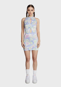 Heart Print Cut Out Dress