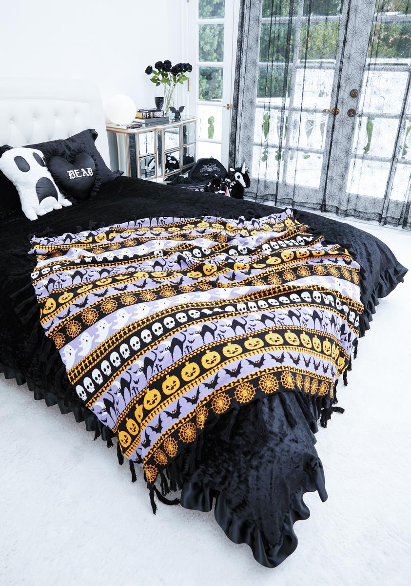 Night Of Spooks Intarsia Throw Blanket Dolls Home,Specials : American Fashion Style Bags On Sale