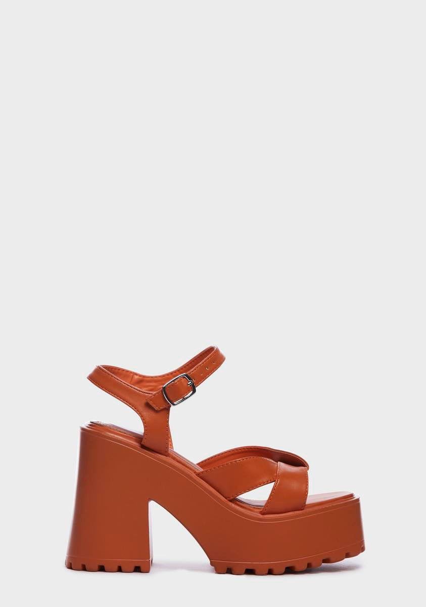 GG High Heels Half Slippers Orange