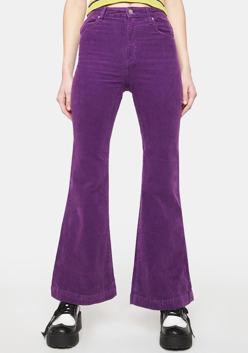 Rollas Corduroy High Waist Flare Jeans -Purple – Dolls Kill