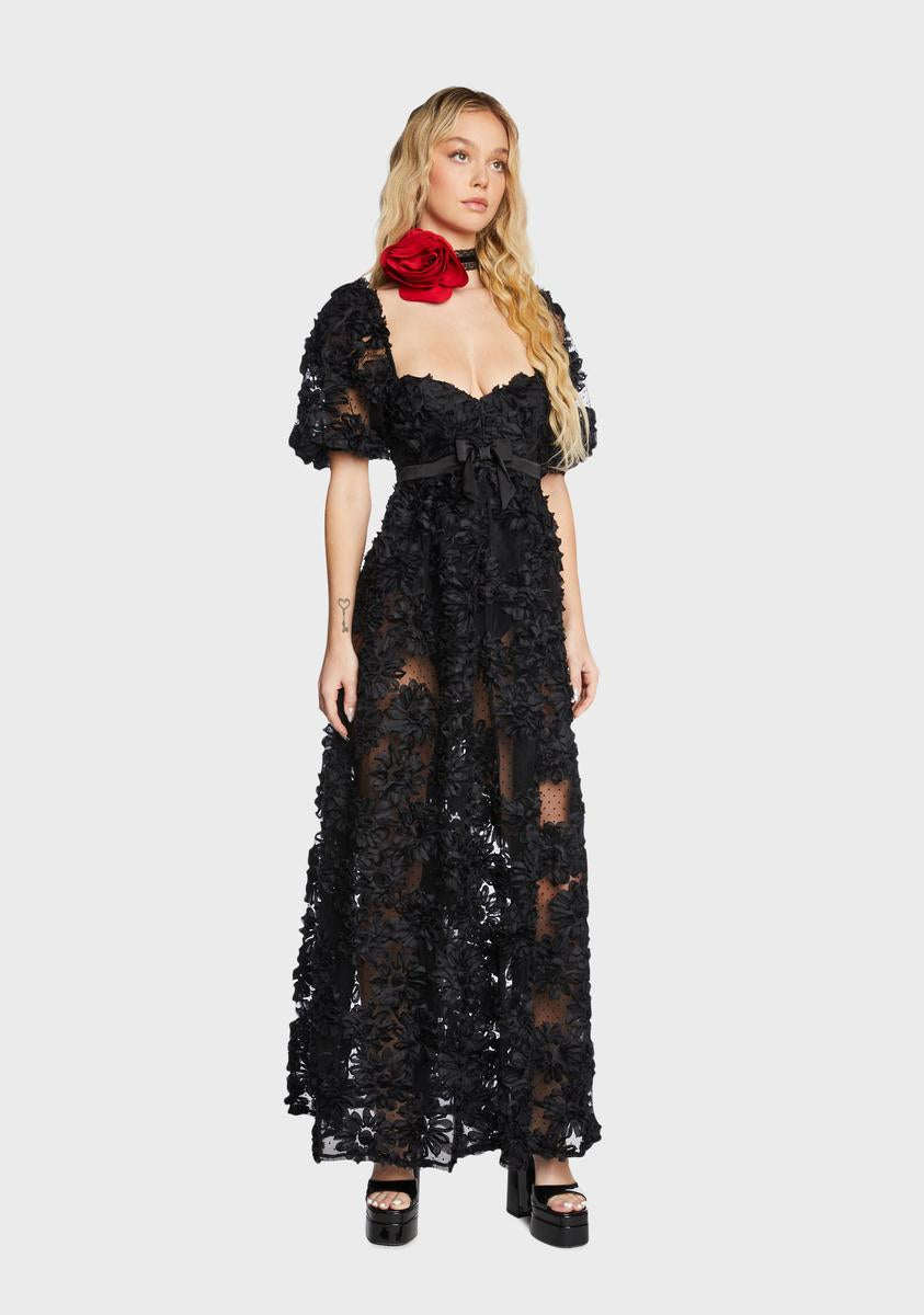 For Love & Lemons Organza Floral Maxi Dress