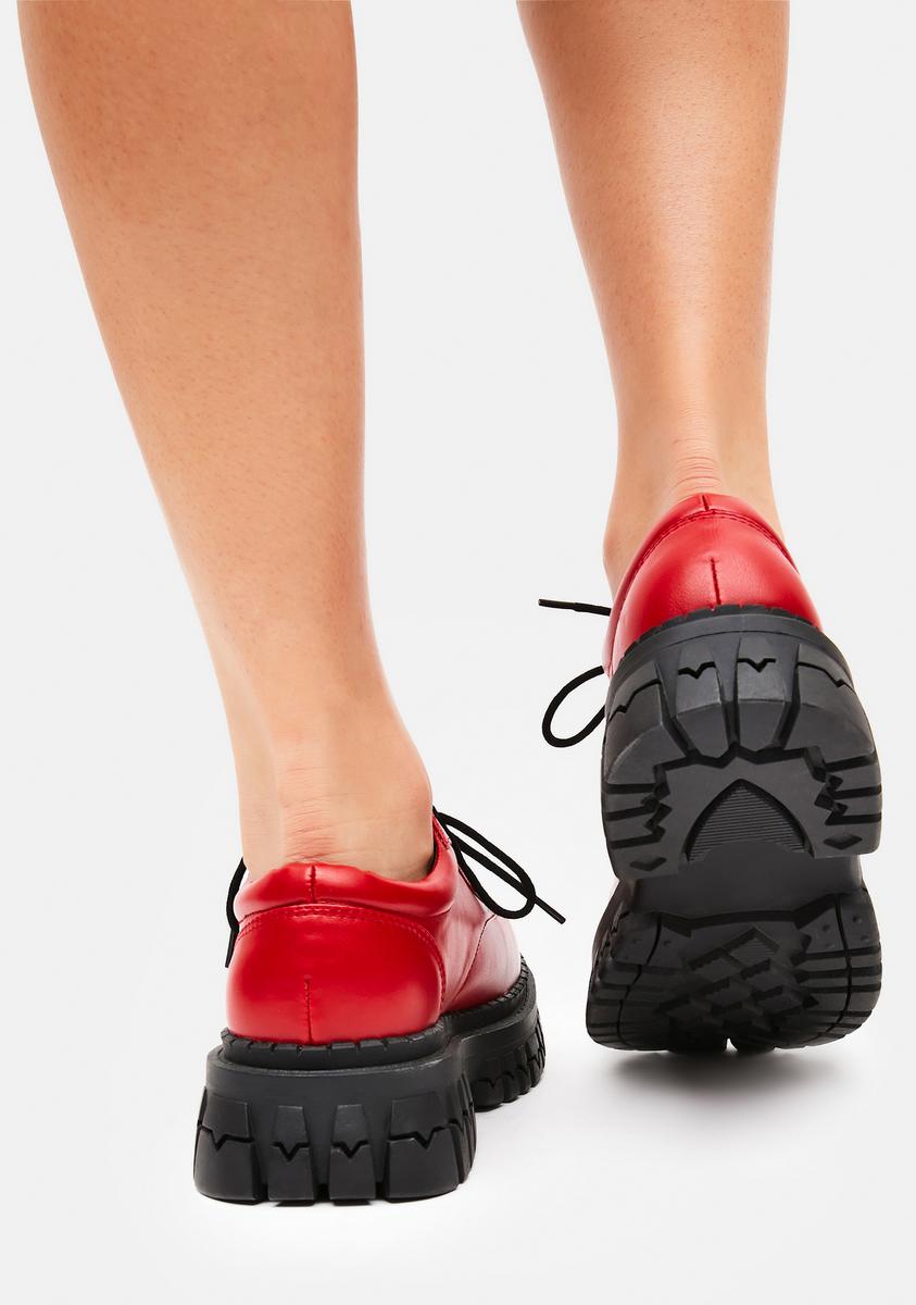 Delia's Chunky Platform Oxfords - Red – Dolls Kill