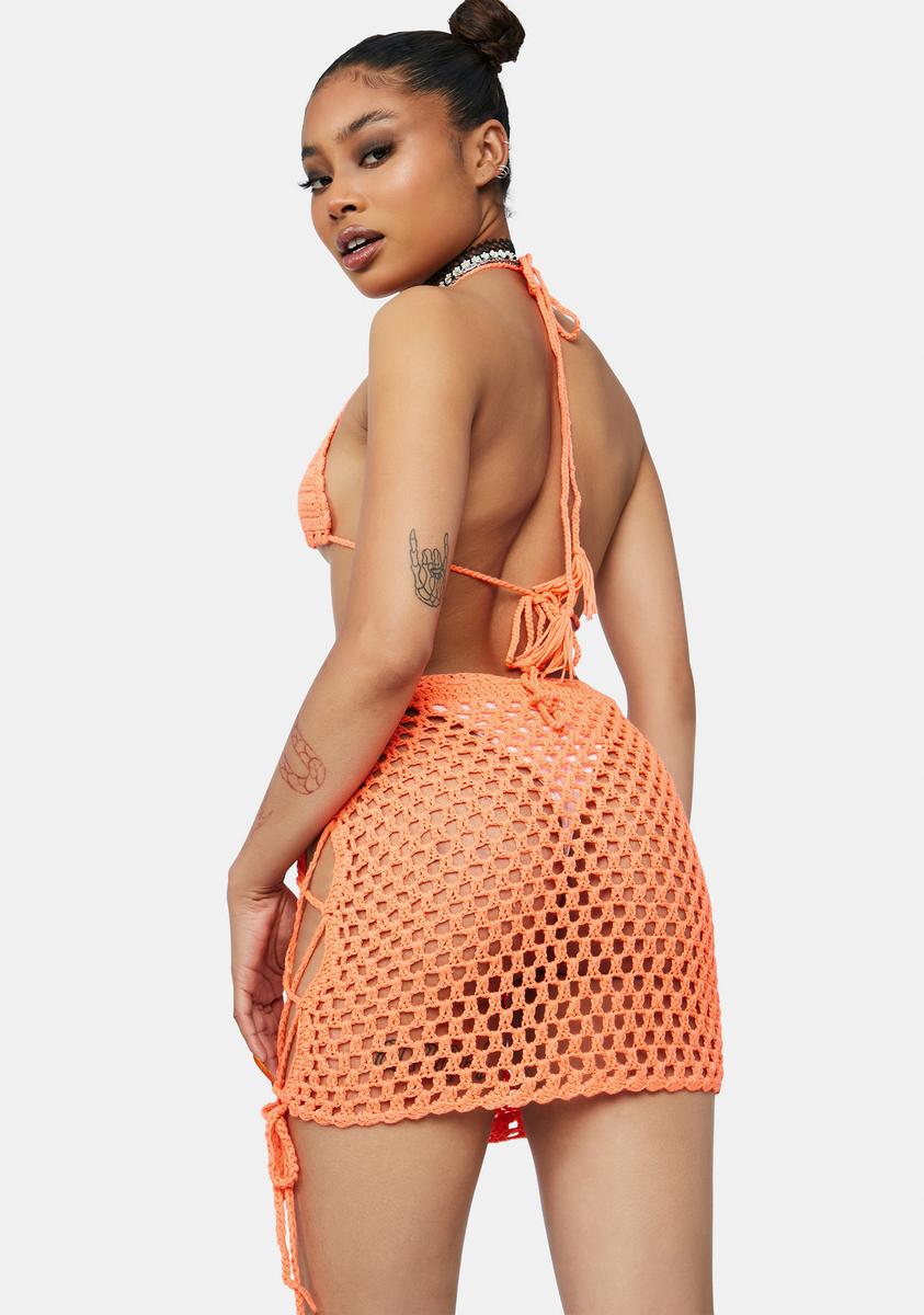 open lace back dress Crochet Triangle Bra Top & Lace Up Skirt Set open lace back dress Crochet Triangle Bra Top & Lace Up Skirt Set
