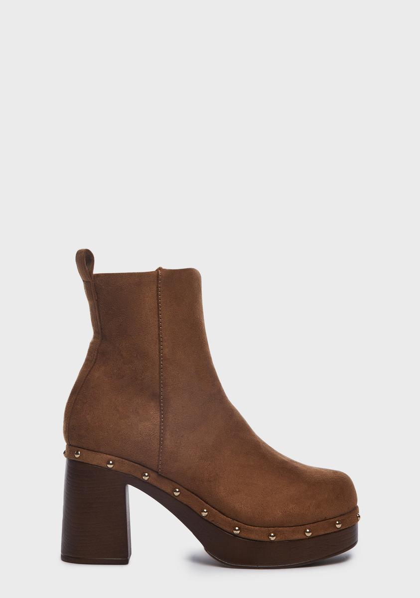Cognac See The World Platform Boots,New Products : American Fashion Style Bags On Sale