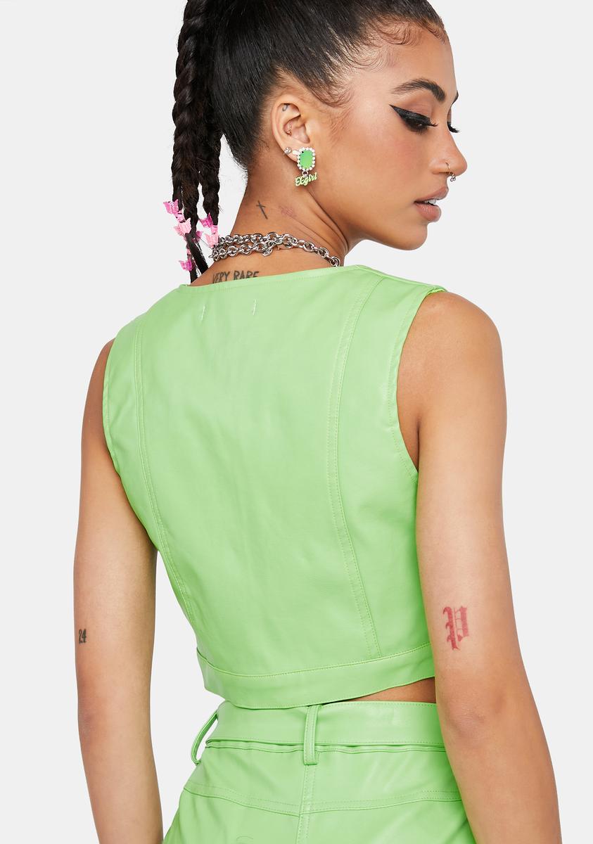 buckle crop top neon
