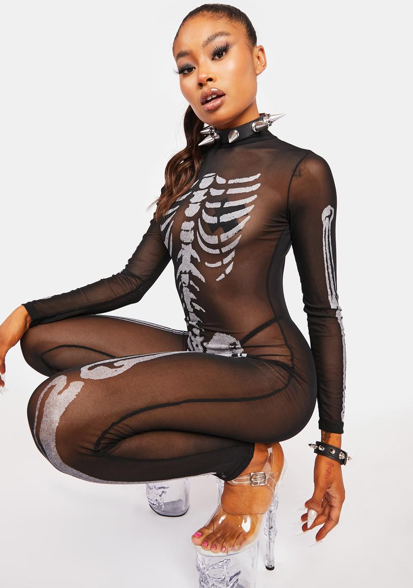 Sheer Skeleton Catsuit - Black Dolls Kill Sheer Skeleton Catsuit - Black Dolls Kill