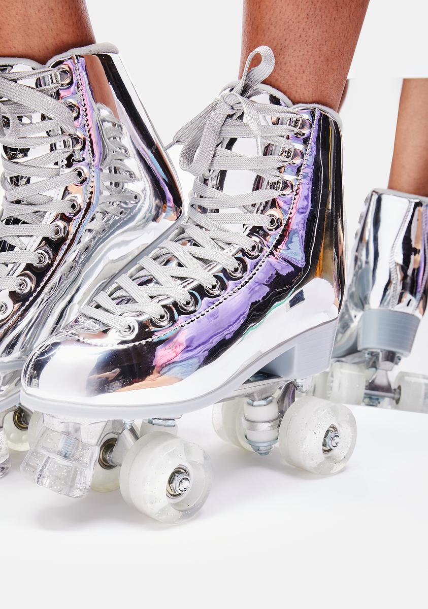 Current Mood Mirrored Metallic Roller Skates Silver Dolls Kill