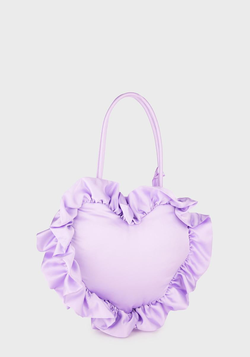 Sugar Thrillz Heart Ruffle Satin Bag - Light Purple – Dolls Kill