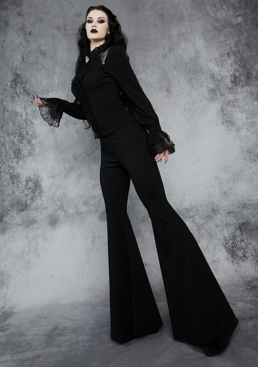 Widow Flared Bengaline Work Pants Black Dolls Kill