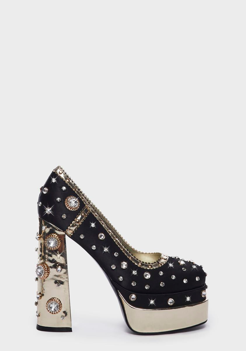 Black Gemma Platform Heels AZALEA WANG,All Products : American Fashion Style Bags On Sale